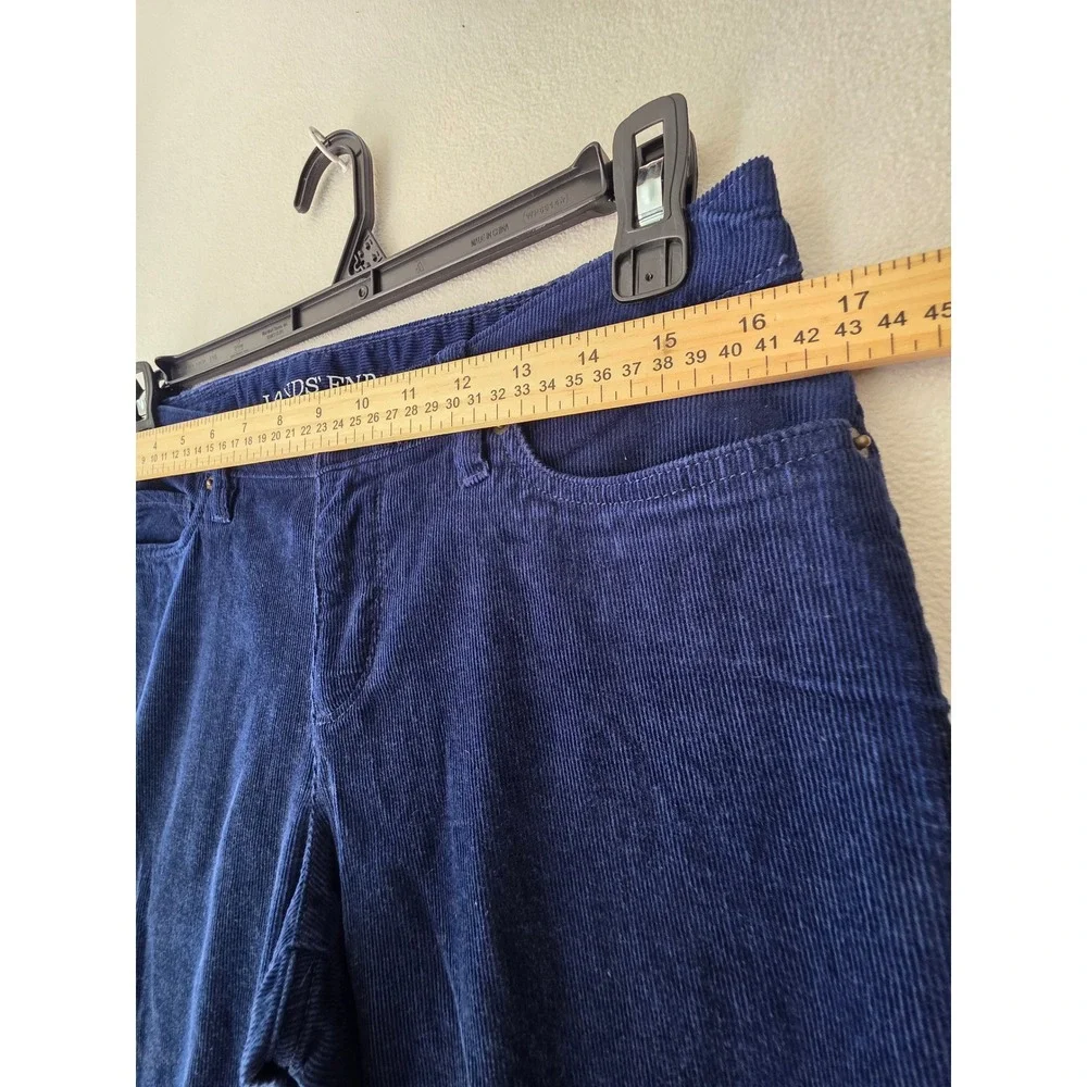Lands End Womens Navy Corduroy Pants Petite 10 Straight Leg Stretch Fit 2 Blue